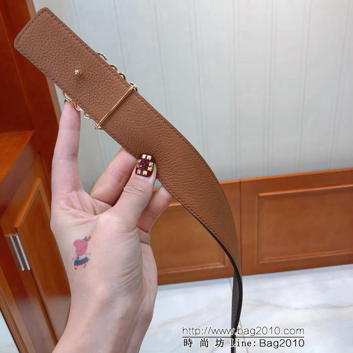 LOEWE羅意威 雙面可用皮帶 義大利雙面頭層荔枝紋腰帶 鋼Gancini扣飾 男士皮帶  xfp1099